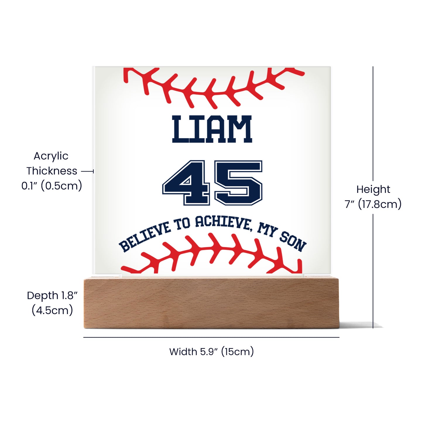 Personalized Believe To Achieve My Son Baseball Acrylic Plaque LED Lamp