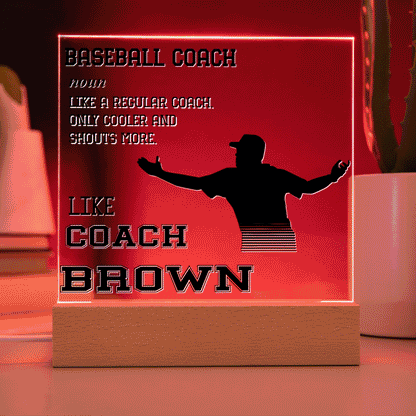 Personalized Regular Coach Only Cooler Baseball Acrylic Plaque LED Lamp