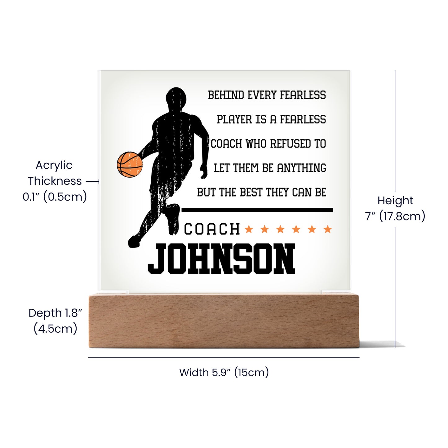 Personalized Behind Every Fearless Player Is A Fearless Coach Basketball Acrylic Plaque LED Lamp