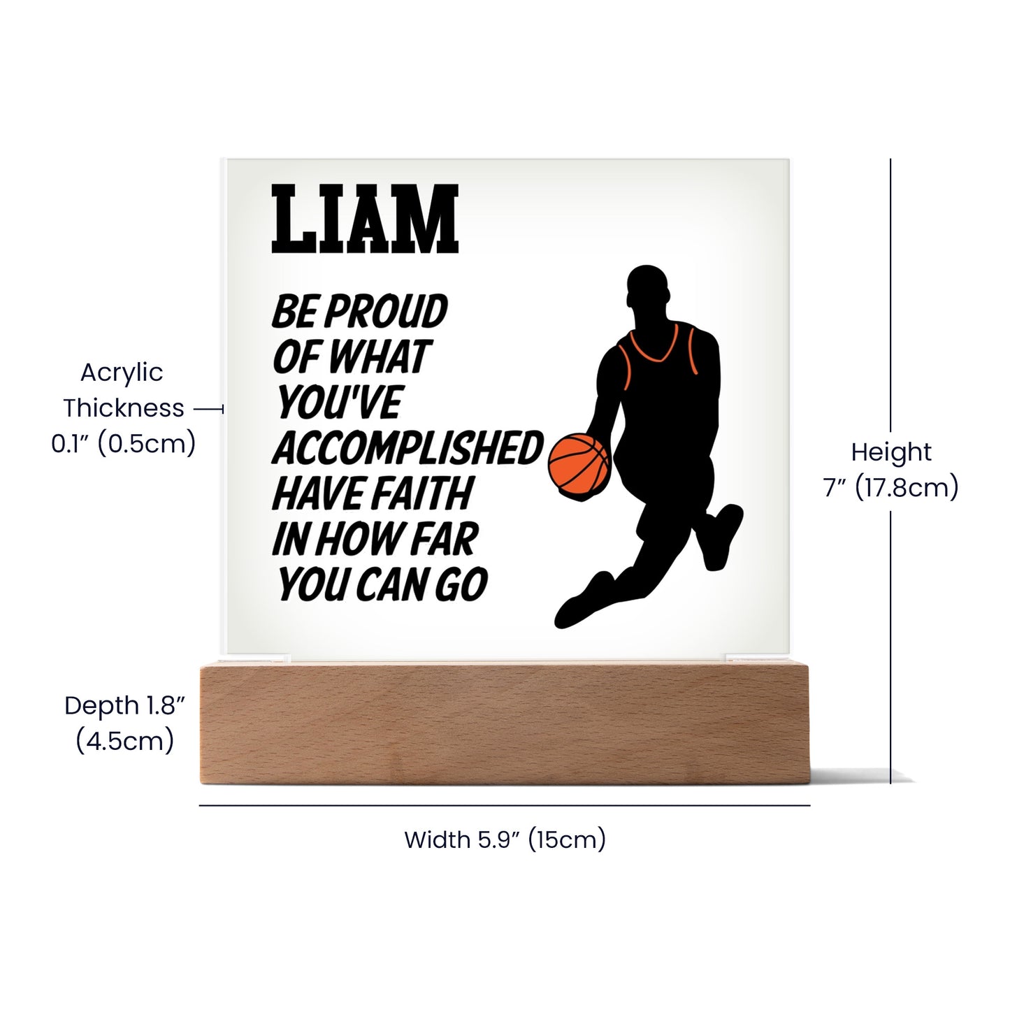 Personalized Be Proud Of What You've Accomplished Basketball Acrylic Plaque LED Lamp