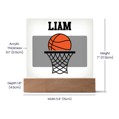 Personalized Basket Basketball Acrylic Plaque LED Lamp
