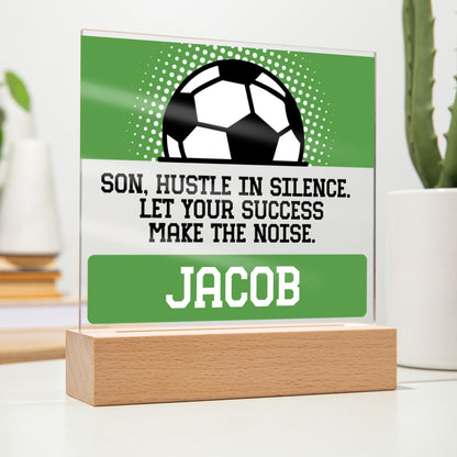 Personalized Let Your Success Make The Noise Soccer Acrylic Plaque LED Lamp
