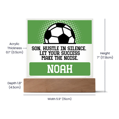 Personalized Let Your Success Make The Noise Soccer Acrylic Plaque LED Lamp