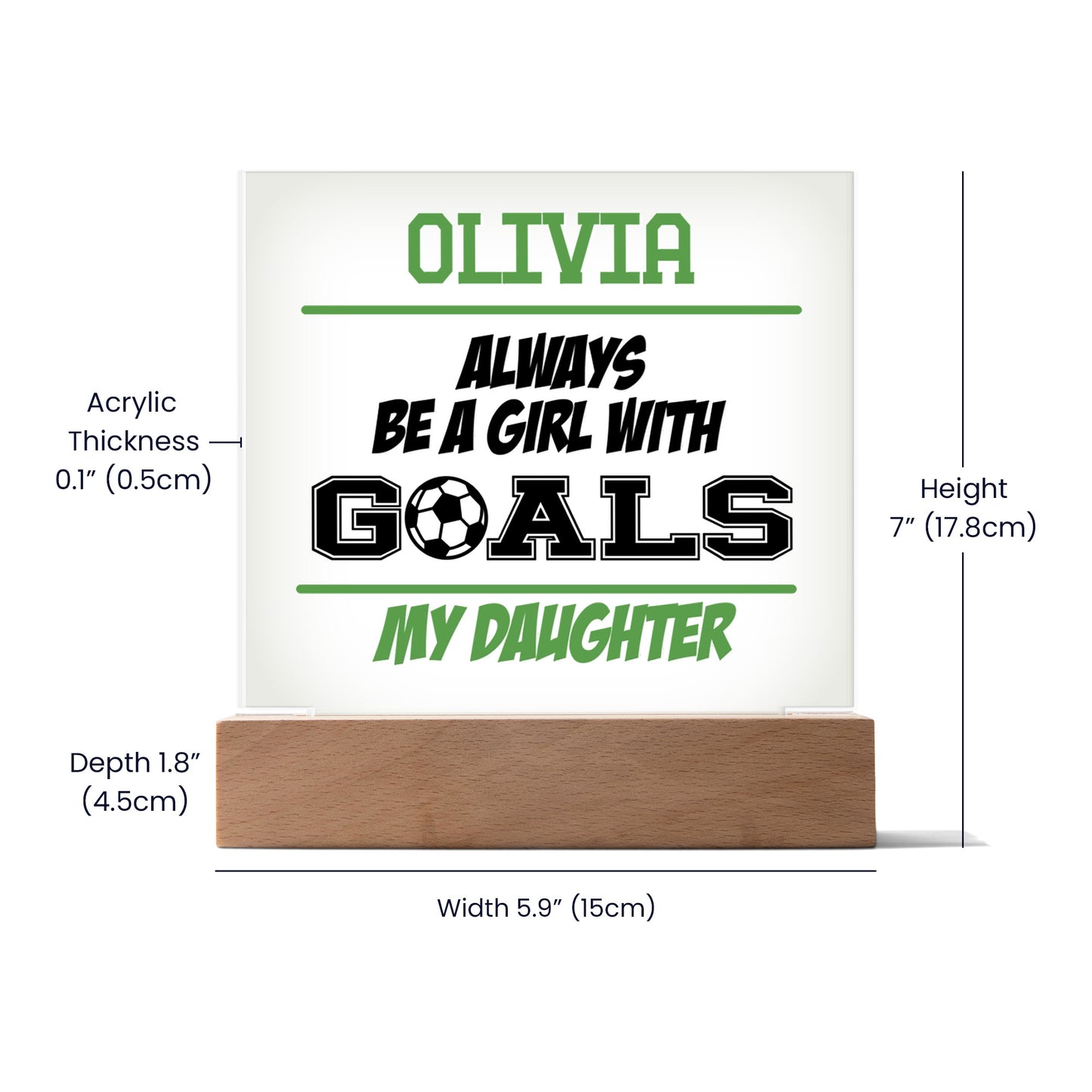 Personalized Always Be A Girl With Goals Soccer Acrylic Plaque LED Lamp