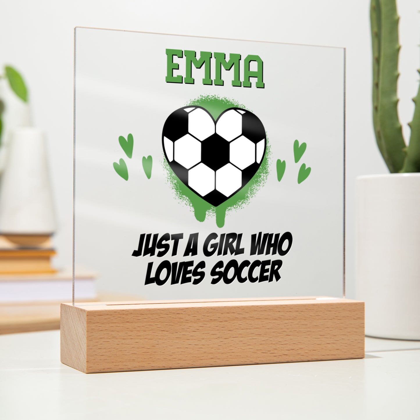 Personalized Just A Girl Who Loves Soccer Acrylic Plaque LED Lamp