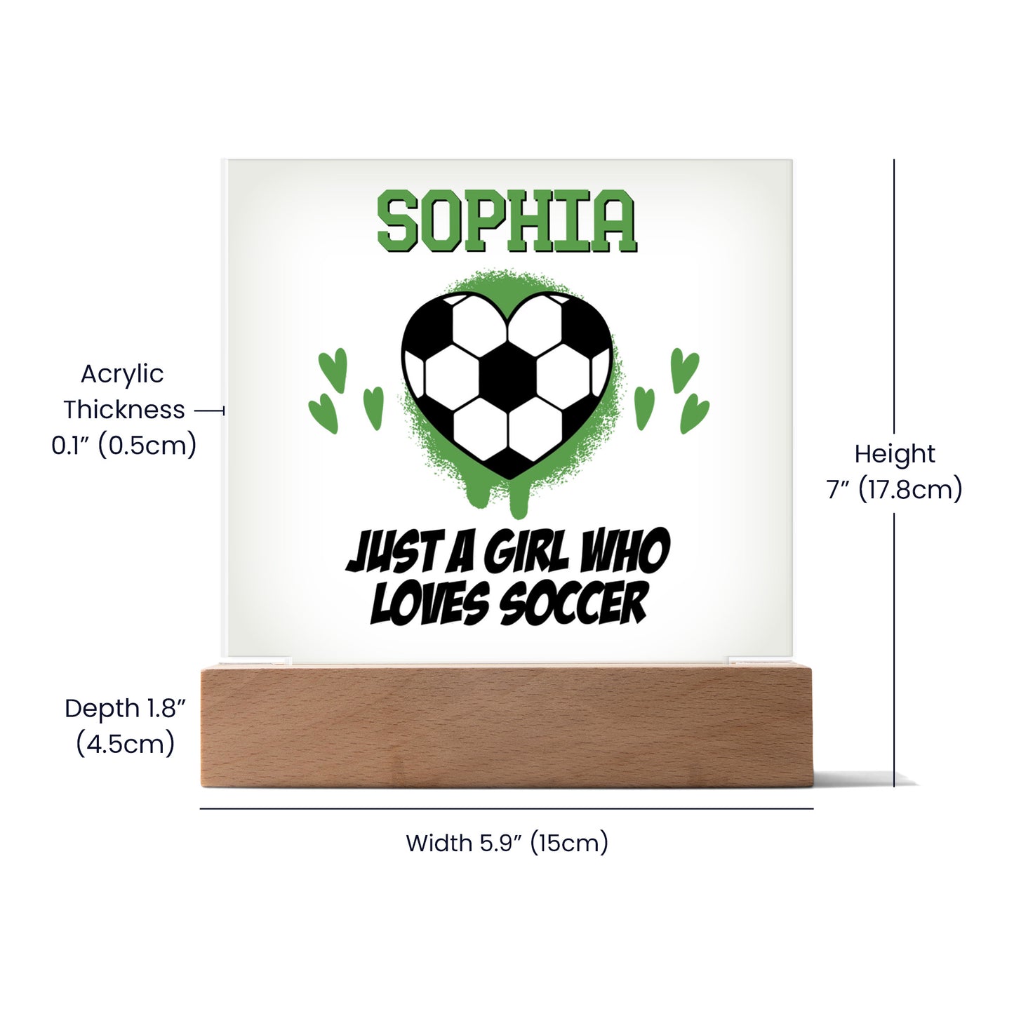 Personalized Just A Girl Who Loves Soccer Acrylic Plaque LED Lamp