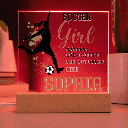 Personalized Like A Normal Girl But Cooler Soccer Acrylic Plaque LED Lamp