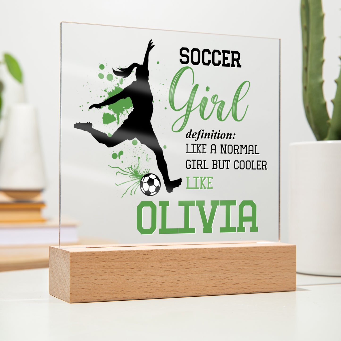 Personalized Like A Normal Girl But Cooler Soccer Acrylic Plaque LED Lamp