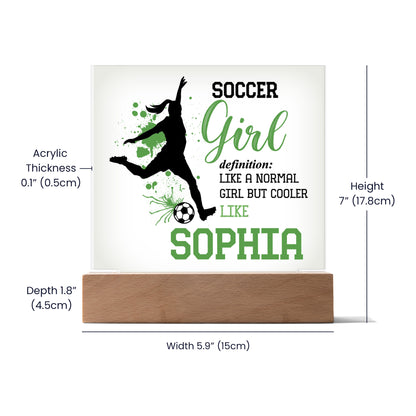 Personalized Like A Normal Girl But Cooler Soccer Acrylic Plaque LED Lamp