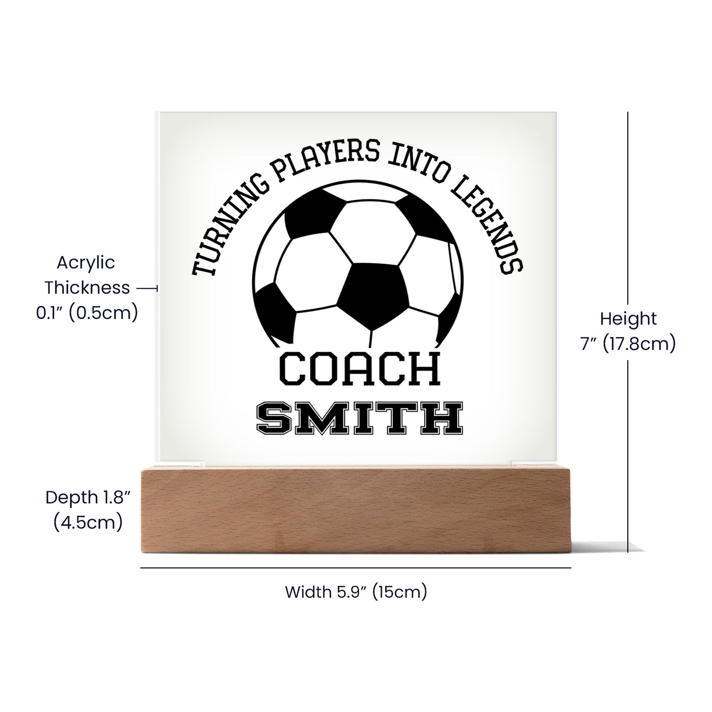 Personalized Turning Players Into Legends Soccer Coach Acrylic Plaque Led Lamp