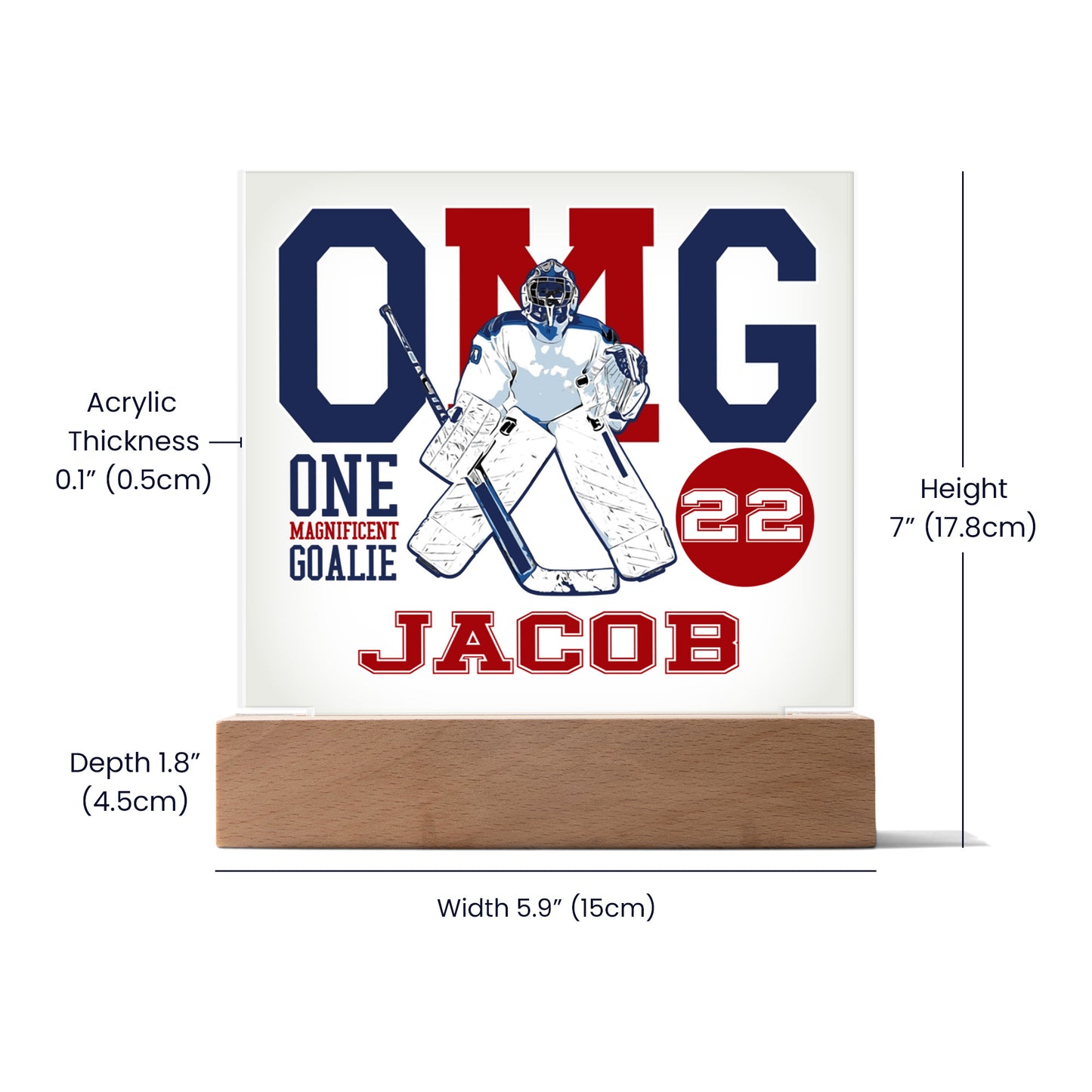 Personalized One Magnificient Goalie Hockey Acrylic Plaque LED Lamp