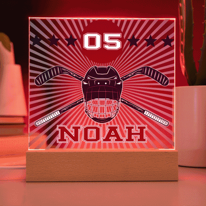 Personalized Hockey Acrylic Plaque LED Lamp