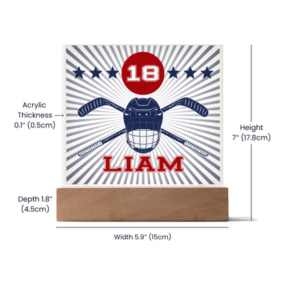 Personalized Hockey Acrylic Plaque LED Lamp