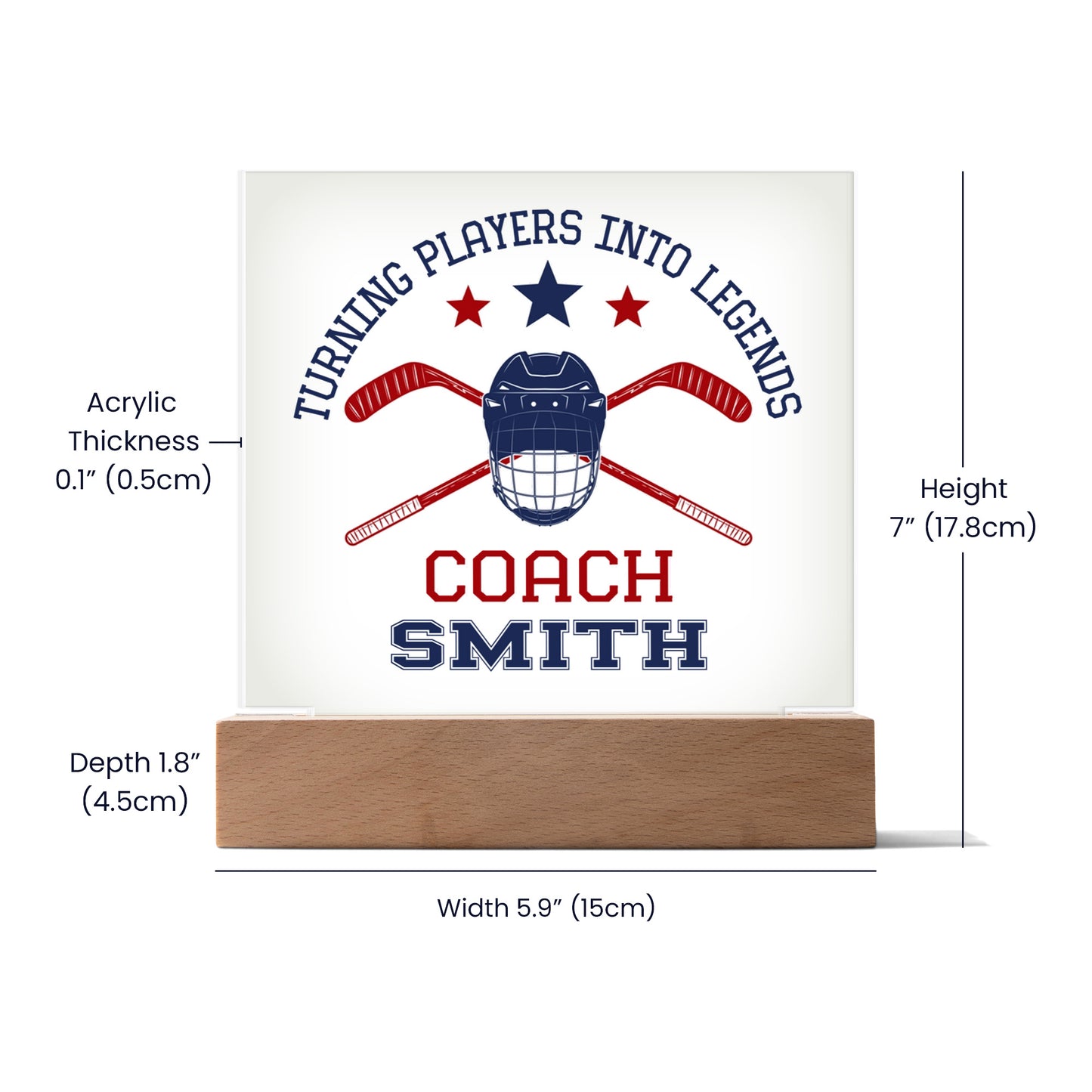 Personalized Turning Players Into Legends Hockey Coach Acrylic Plaque LED Lamp
