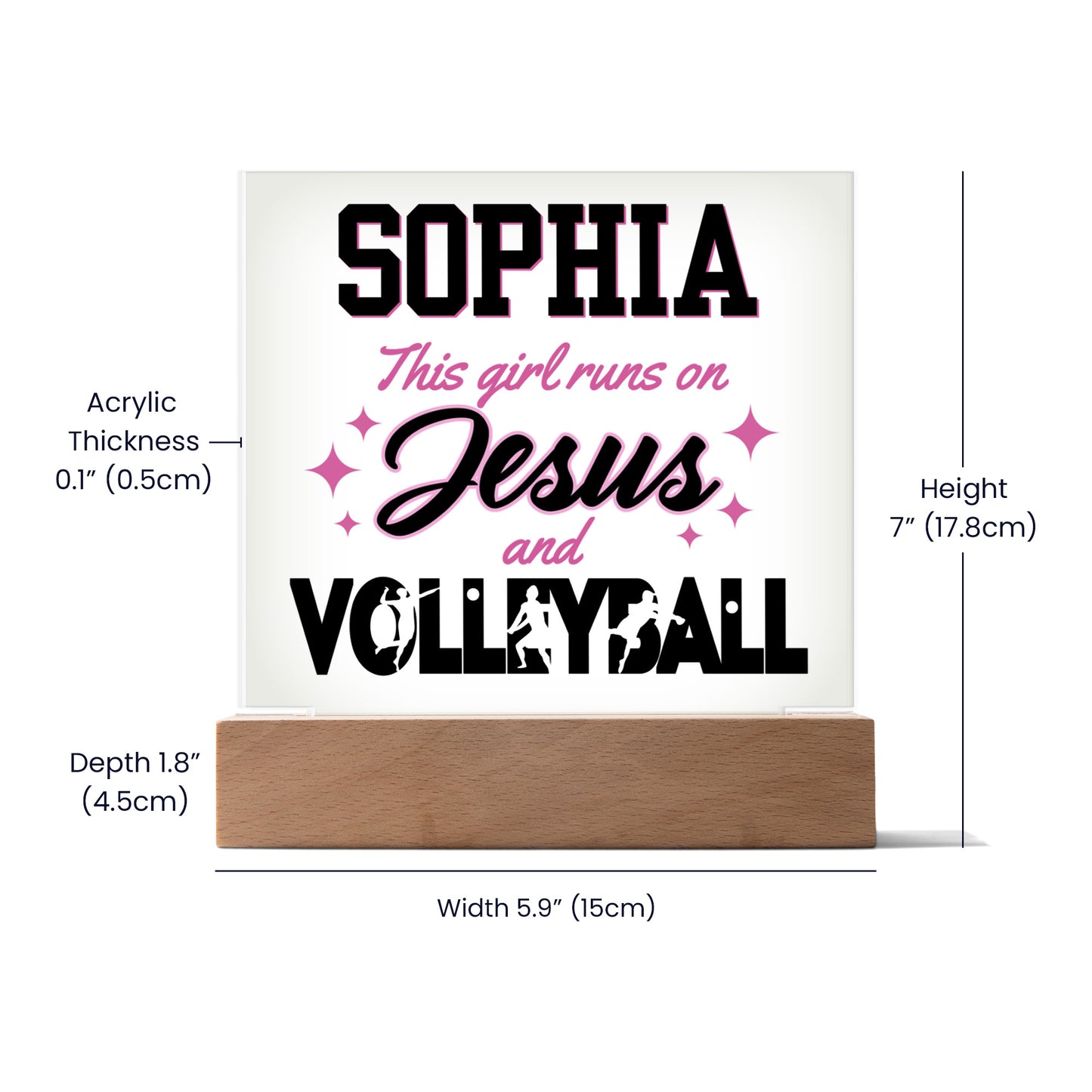 Personalized This Girl Runs On Jesus And Volleyball Acrylic Plaque LED Lamp