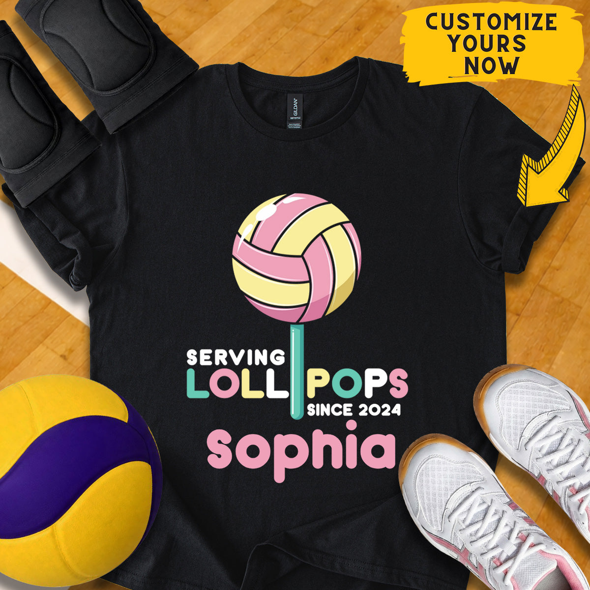 Personalized Serving Lollipops Volleyball T-Shirt