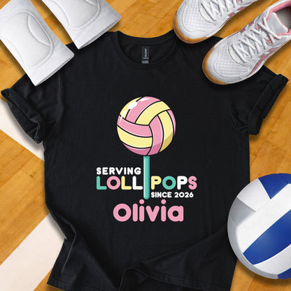 Personalized Serving Lollipops Volleyball T-Shirt