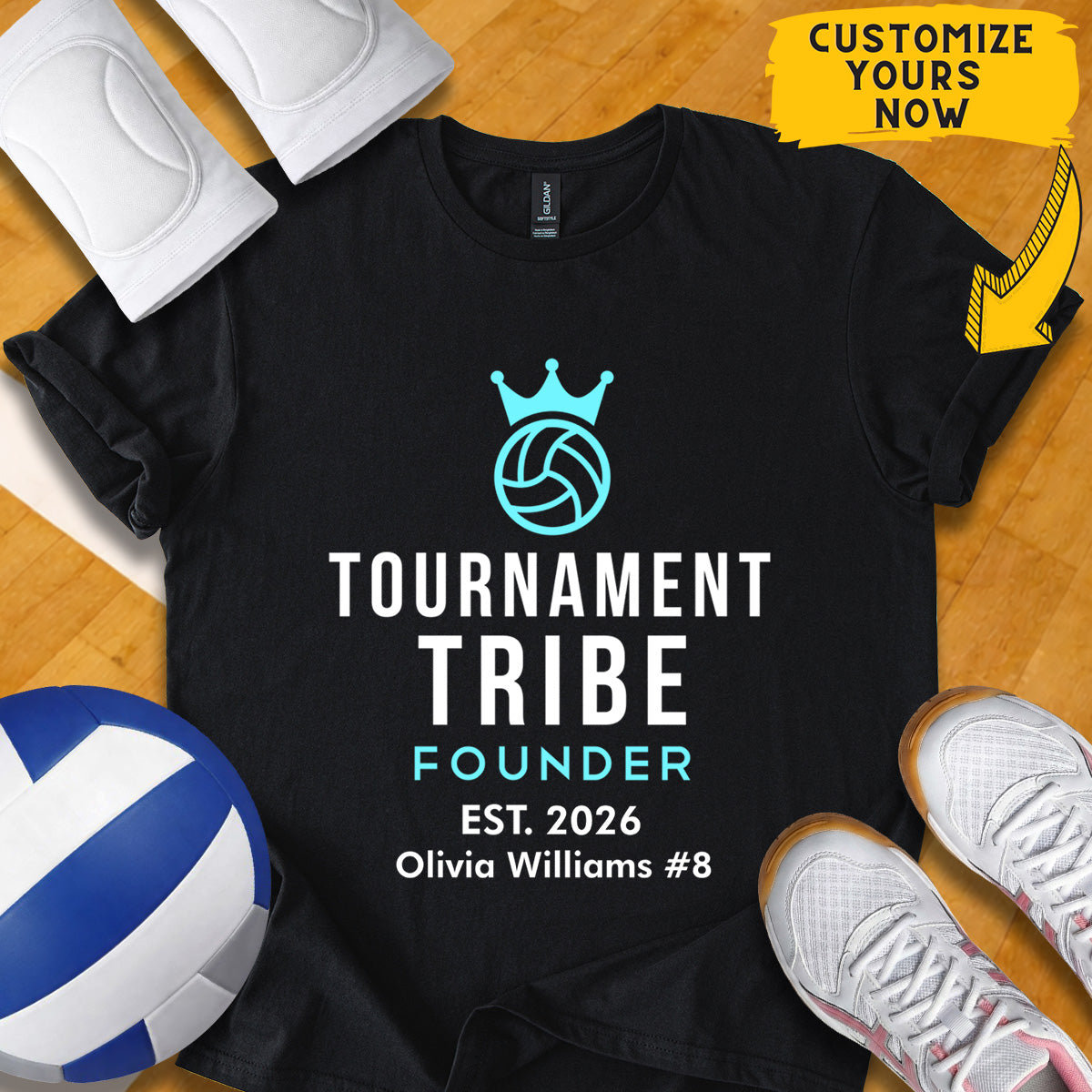 Personalized Tournament Tribe Founder Dad Volleyball T-Shirt