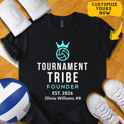 Personalized Tournament Tribe Founder Dad Volleyball T-Shirt