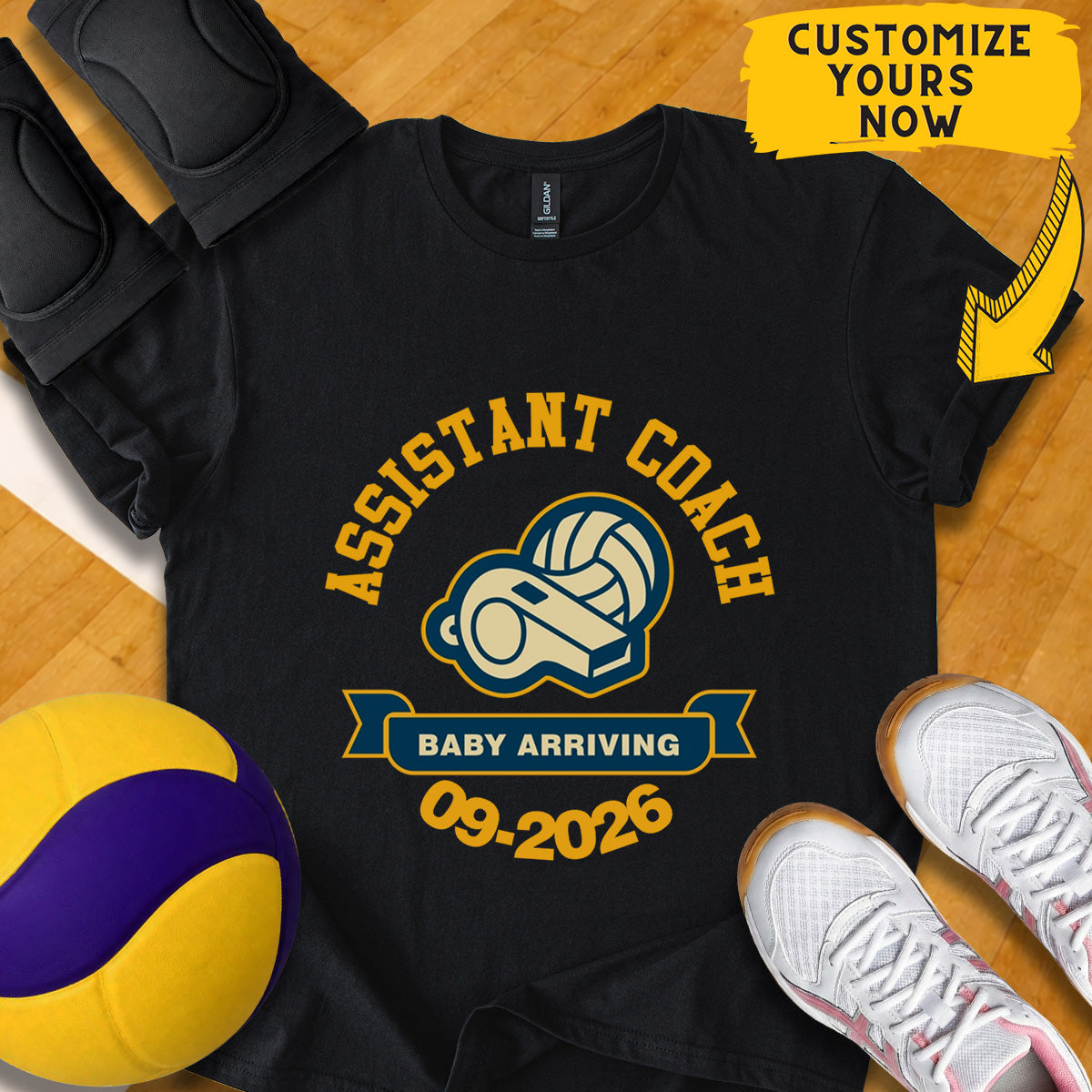Personalized Assistant Coach Baby Arriving Volleyball T-Shirt