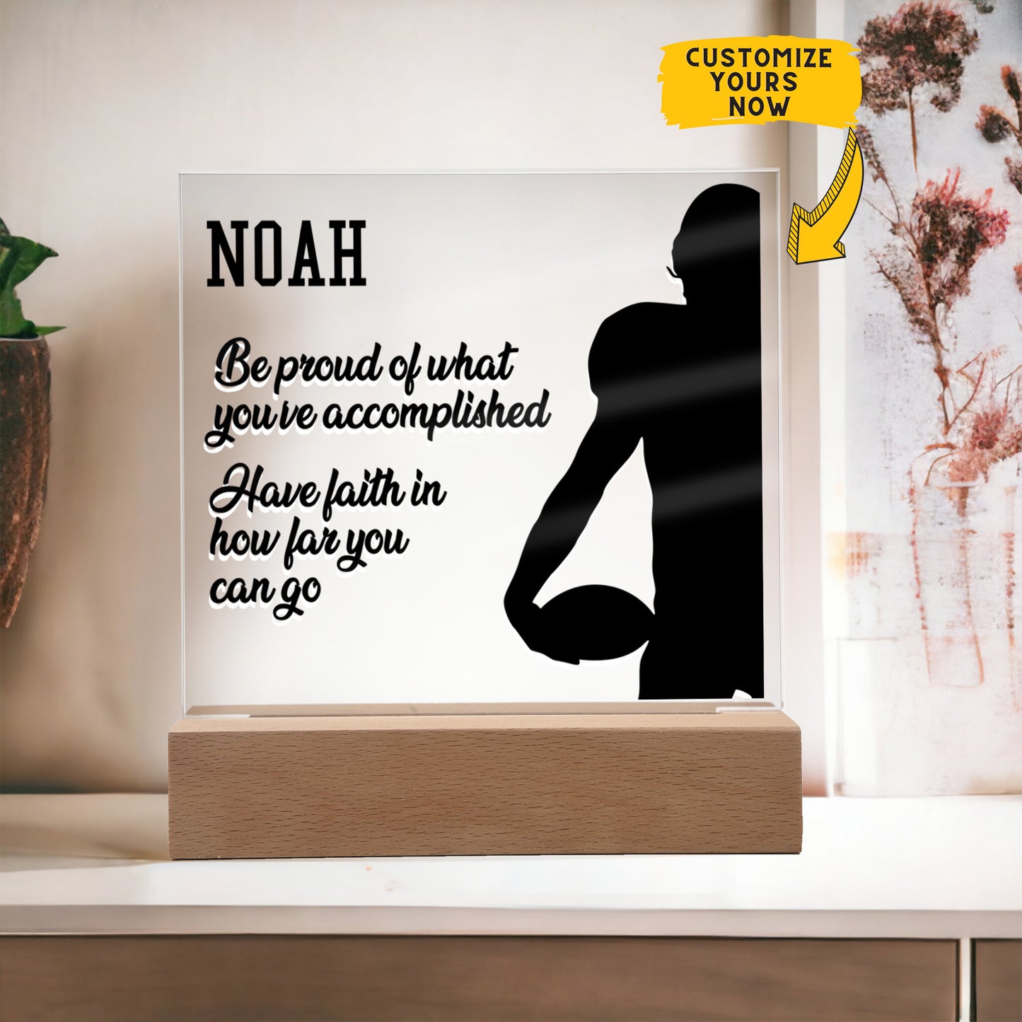 Personalized Football Be Proud Acrylic Plaque LED Lamp