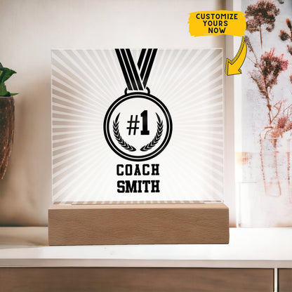 Personalized No1 Coach Medal Acrylic Plaque LED Lamp