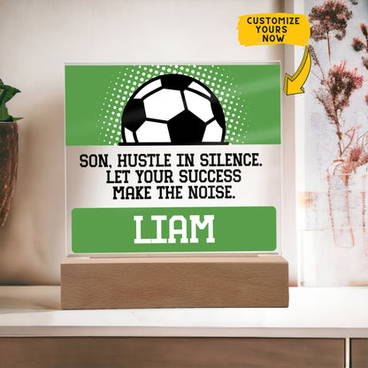 Personalized Let Your Success Make The Noise Soccer Acrylic Plaque LED Lamp