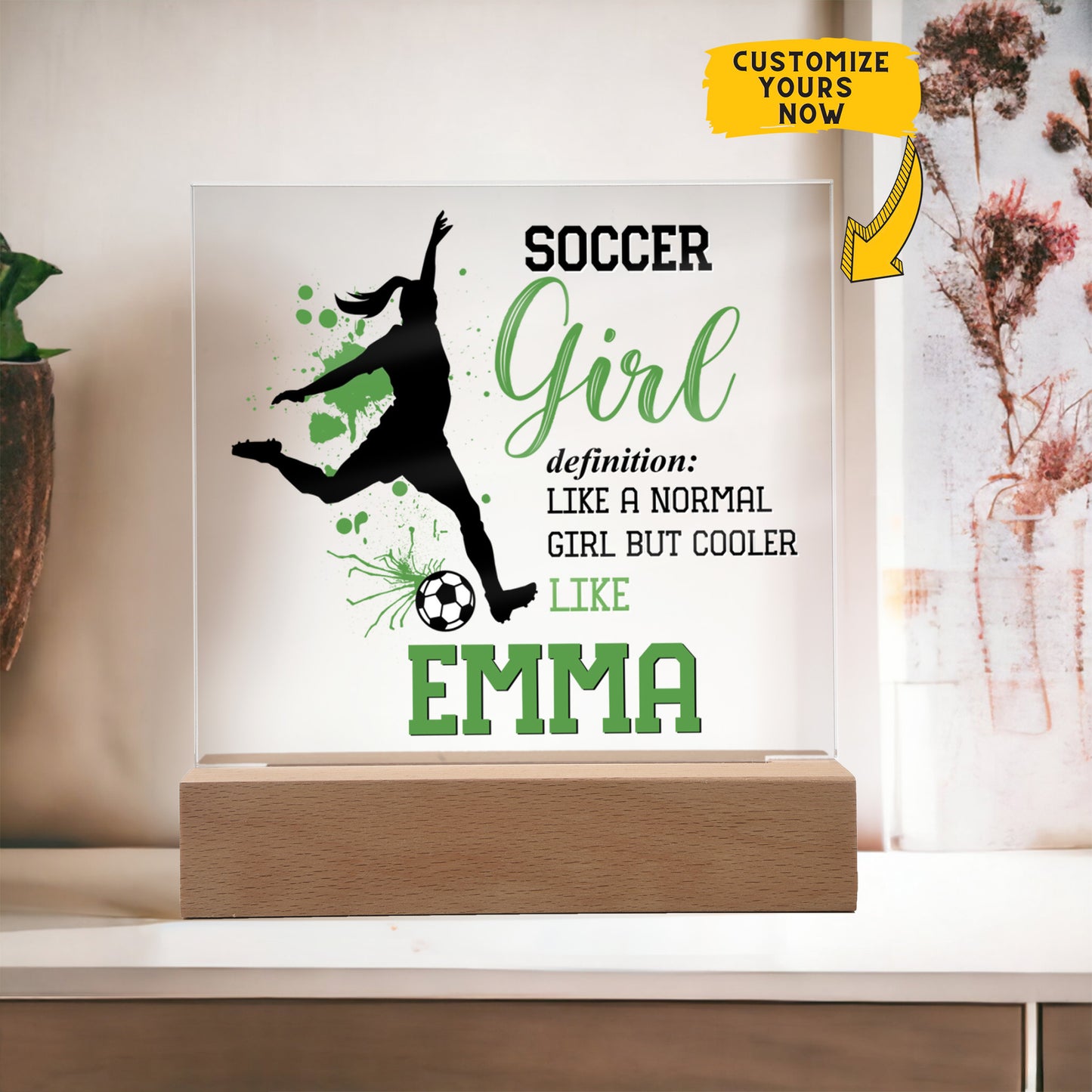 Personalized Like A Normal Girl But Cooler Soccer Acrylic Plaque LED Lamp