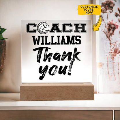 Personalized Coach Thank You Volleyball Acrylic Plaque LED Lamp