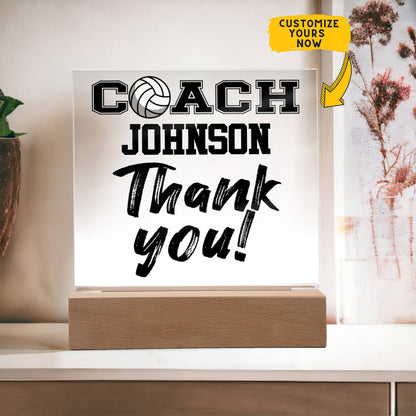 Personalized Coach Thank You Volleyball Acrylic Plaque LED Lamp