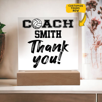 Personalized Coach Thank You Volleyball Acrylic Plaque LED Lamp