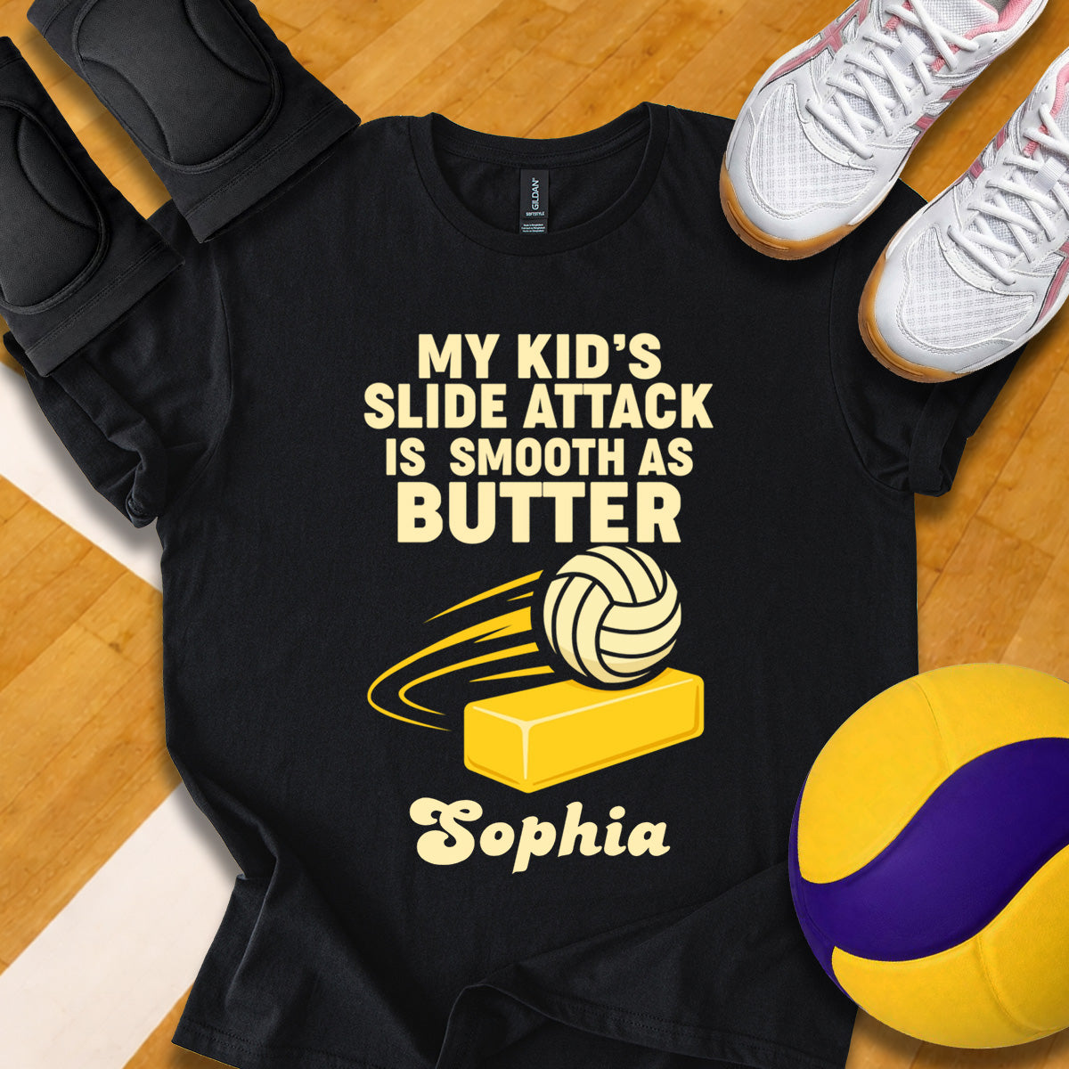 Personalized My Kid's Slide Attack Is Smooth As Butter Volleyball T-Shirt