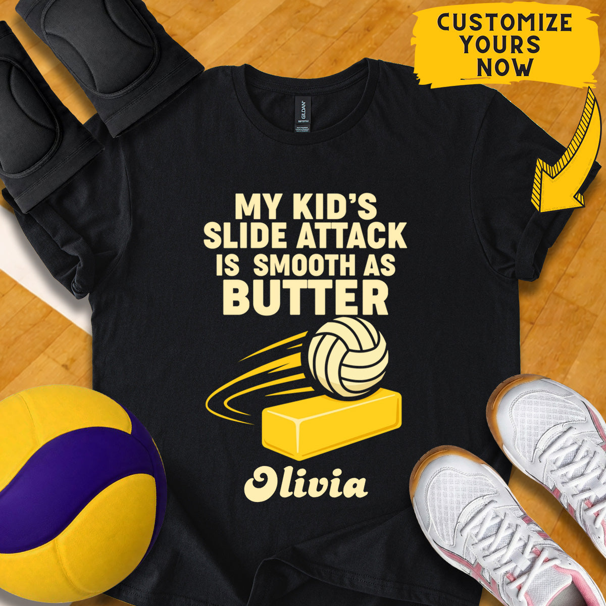 Personalized My Kid's Slide Attack Is Smooth As Butter Volleyball T-Shirt