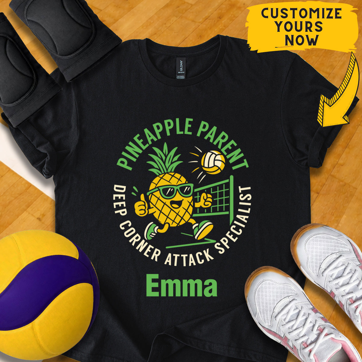 Personalized Pineapple Parent Deep Corner Attack Specialist Volleyball T-Shirt