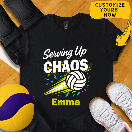 Personalized Serving Up Chaos Volleyball T-Shirt